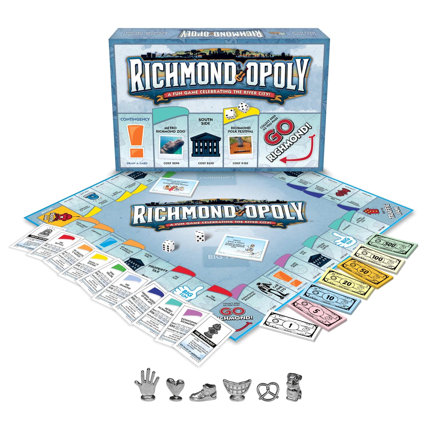 Late for The Sky Richmond-Opoly City Board Game - Family Strategy Fun, Virginia Theme, Ages 8+, 2-6 Players, Classic or 1-Hour Play, Ideal Gift