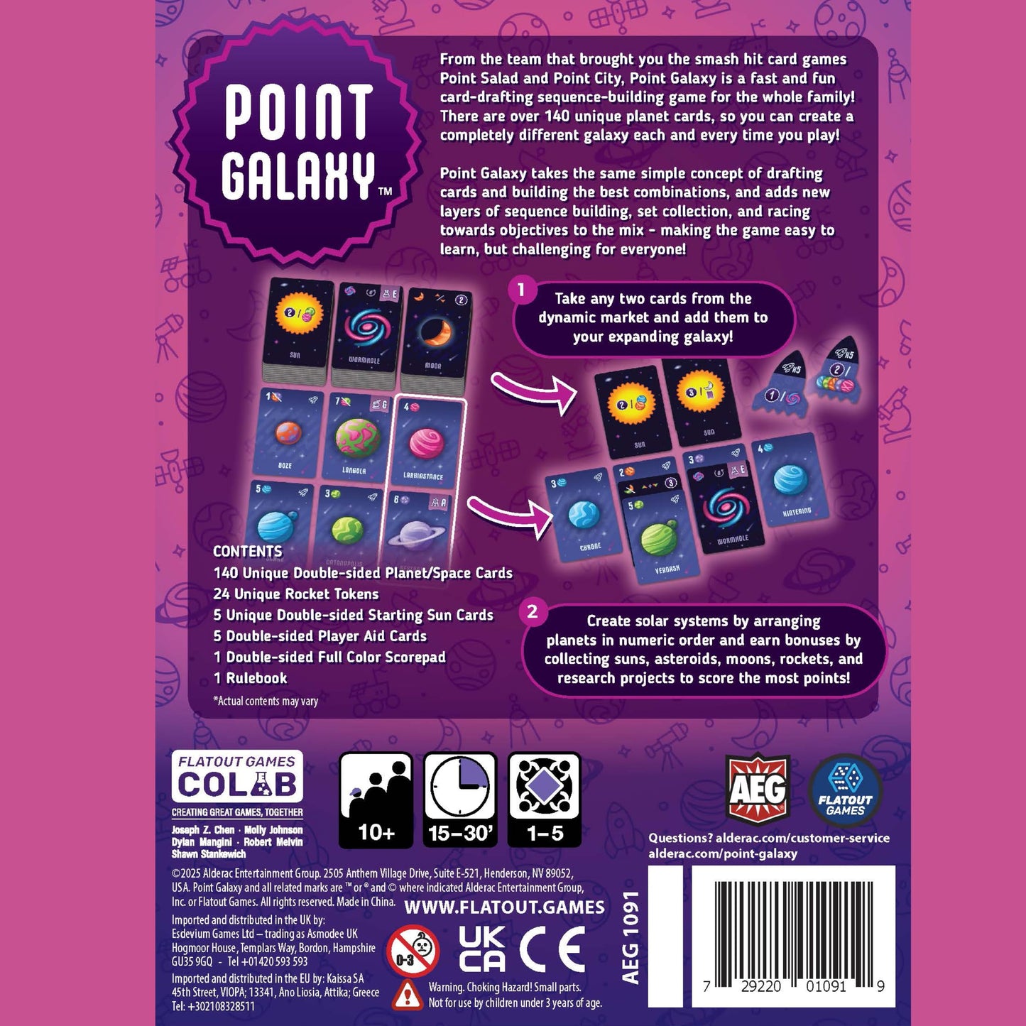 AEG & Flatout Games | Point Galaxy - Follow-Up to the Award-Winning Family Card Game Point Salad | Puzzly Space Exploration | Ages 10+ | 1-5 Players