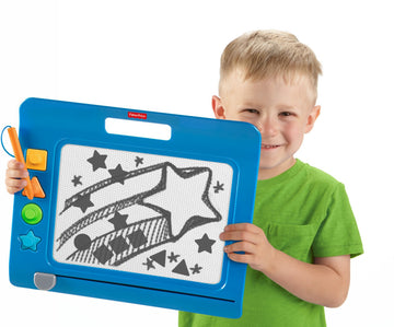 Fisher-Price Doodle Pro Slim - Blue, portable magnetic drawing tablet for mess-free art play for preschool kids ages 3 and up
