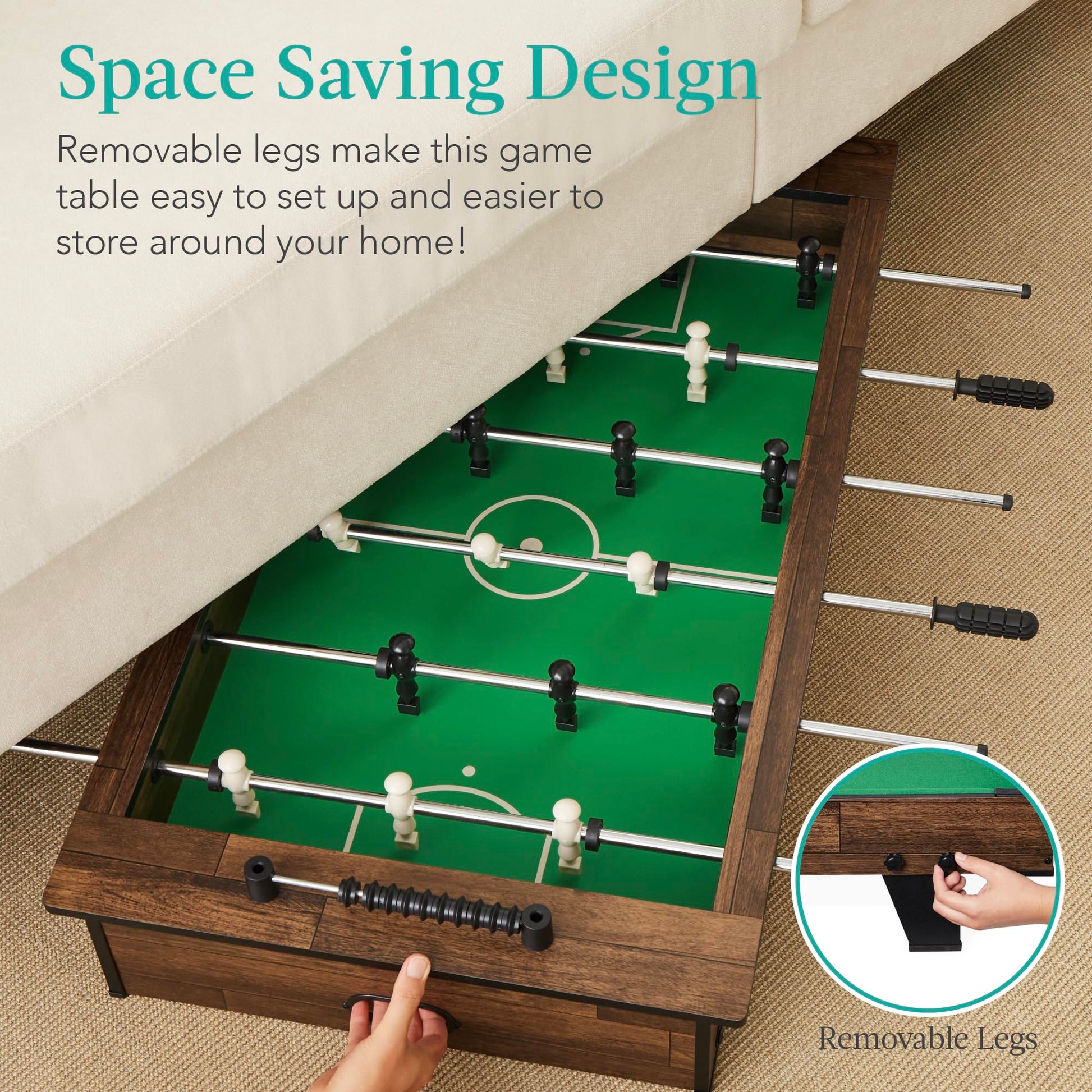 Best Choice Products 40in Tabletop Foosball Table, Compact Mini Arcade Table Hand Soccer for Kids and Adults, Home, Game Room w/ 2 Balls - Dark Wood