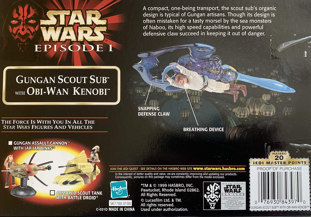 Star Wars Episode I GUNGAN SCOUT SUB Vehicle with Exclusive Obi Wan Kenobi Action Figure