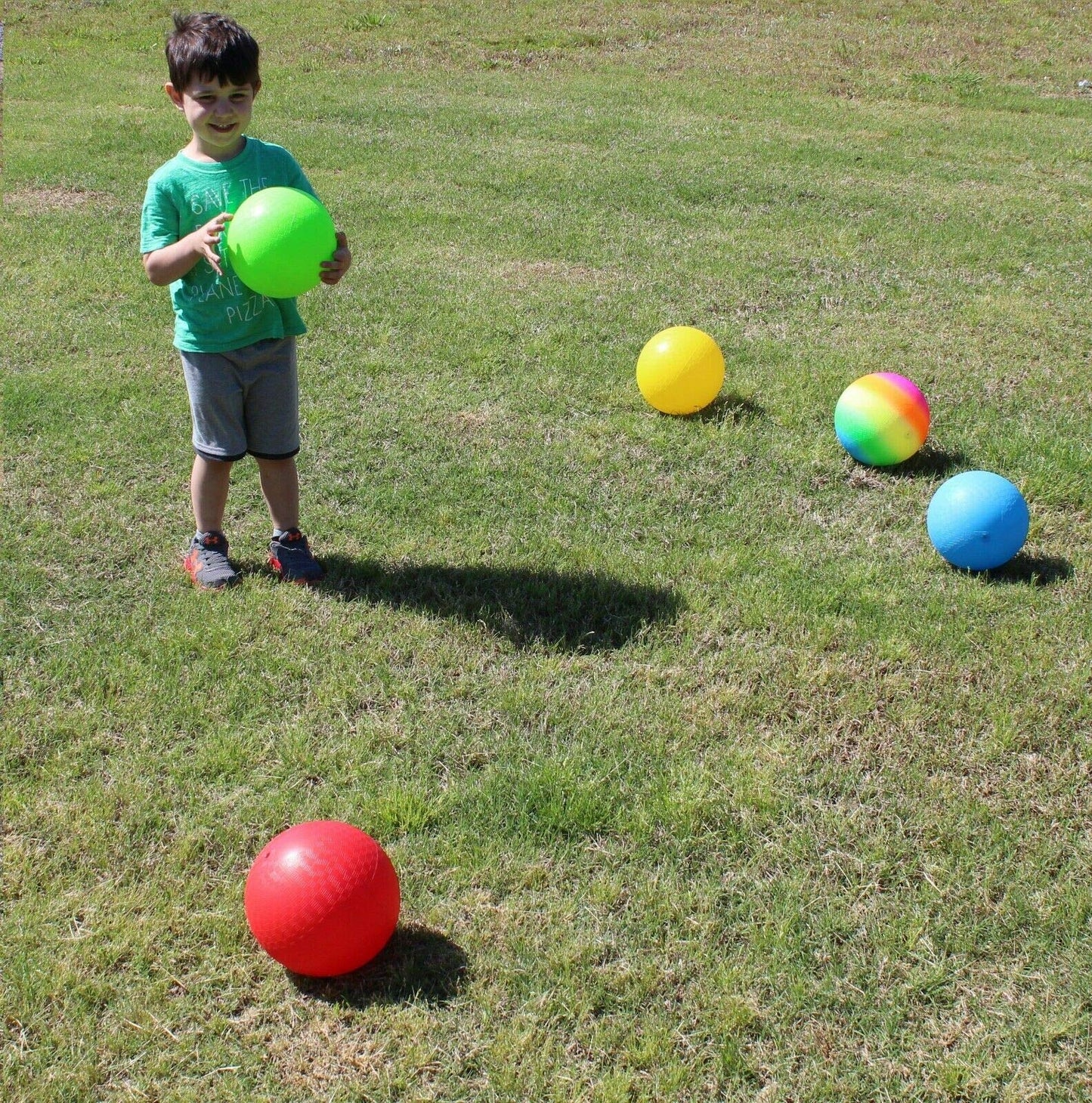 Toys+ 24 Pack 8.5 Inch Playground Balls (Red,Blue,Green,Yellow,Rainbow, Green/Swish