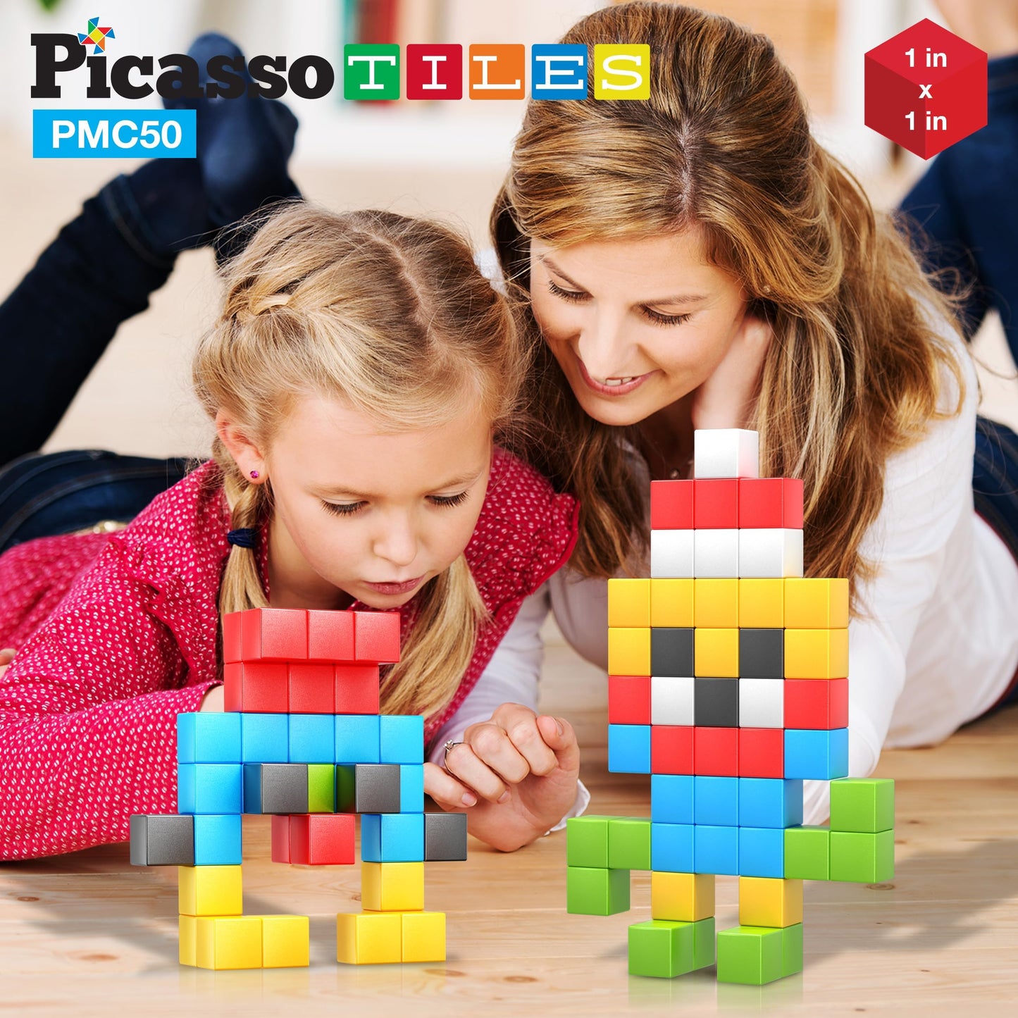 PicassoTiles Kids Pixel 1” Magnetic Puzzle Cube Mix & Match with Free Ideabook Sensory Toys STEAM Learning Building Block Magnets Construction Toy Set