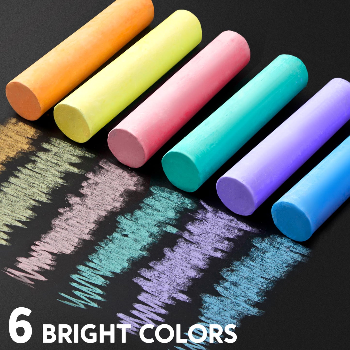JOYIN 24 PCS Washable Sidewalk Chalks Set Non-Toxic Jumbo Chalk for Schools, Outdoor Art Play, Paint on Chalkboard, Blackboard and Playground (6