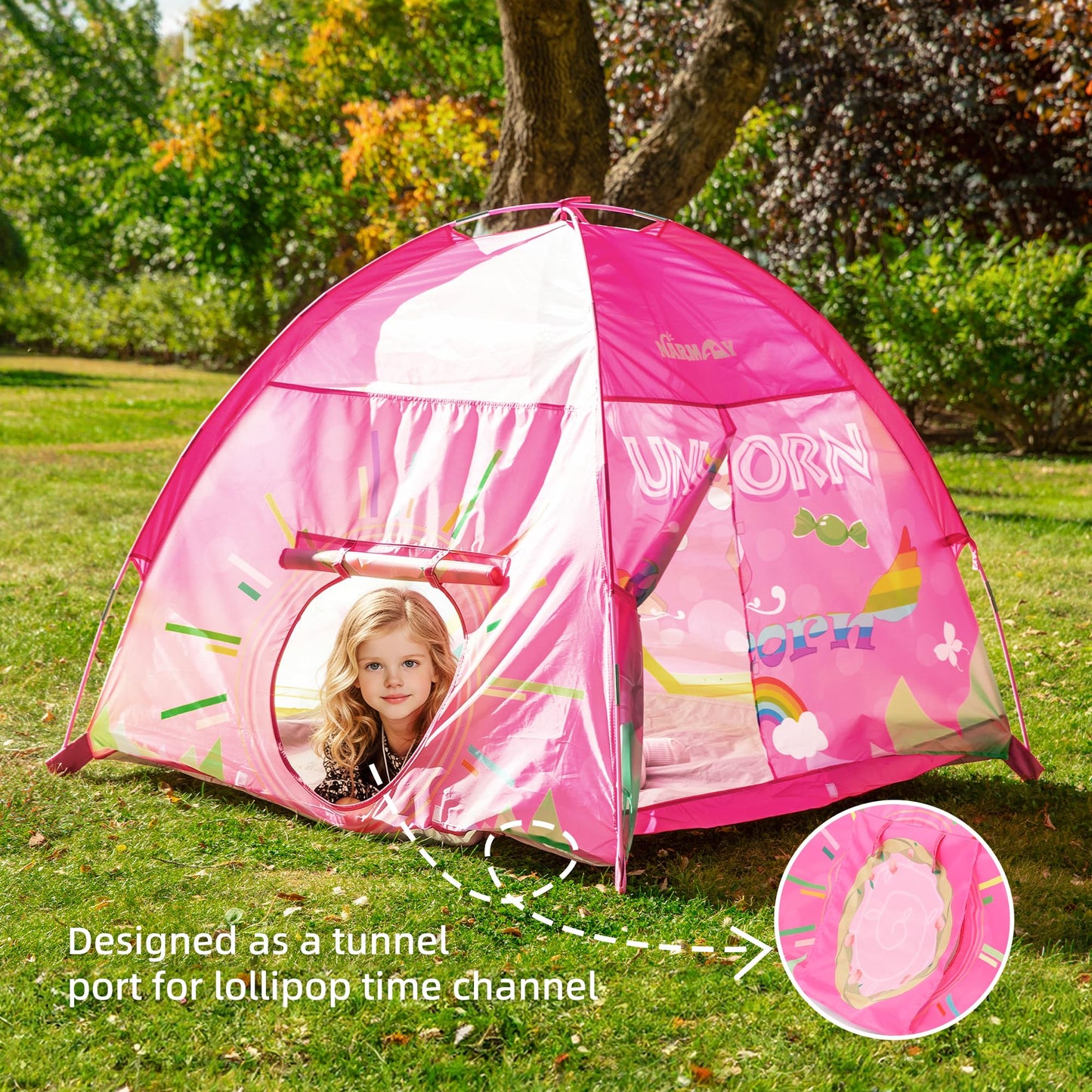 NARMAY® Play Tent Unicorn Dome Tent for Kids Indoor/Outdoor Fun - 48 x 48 x 40 inch