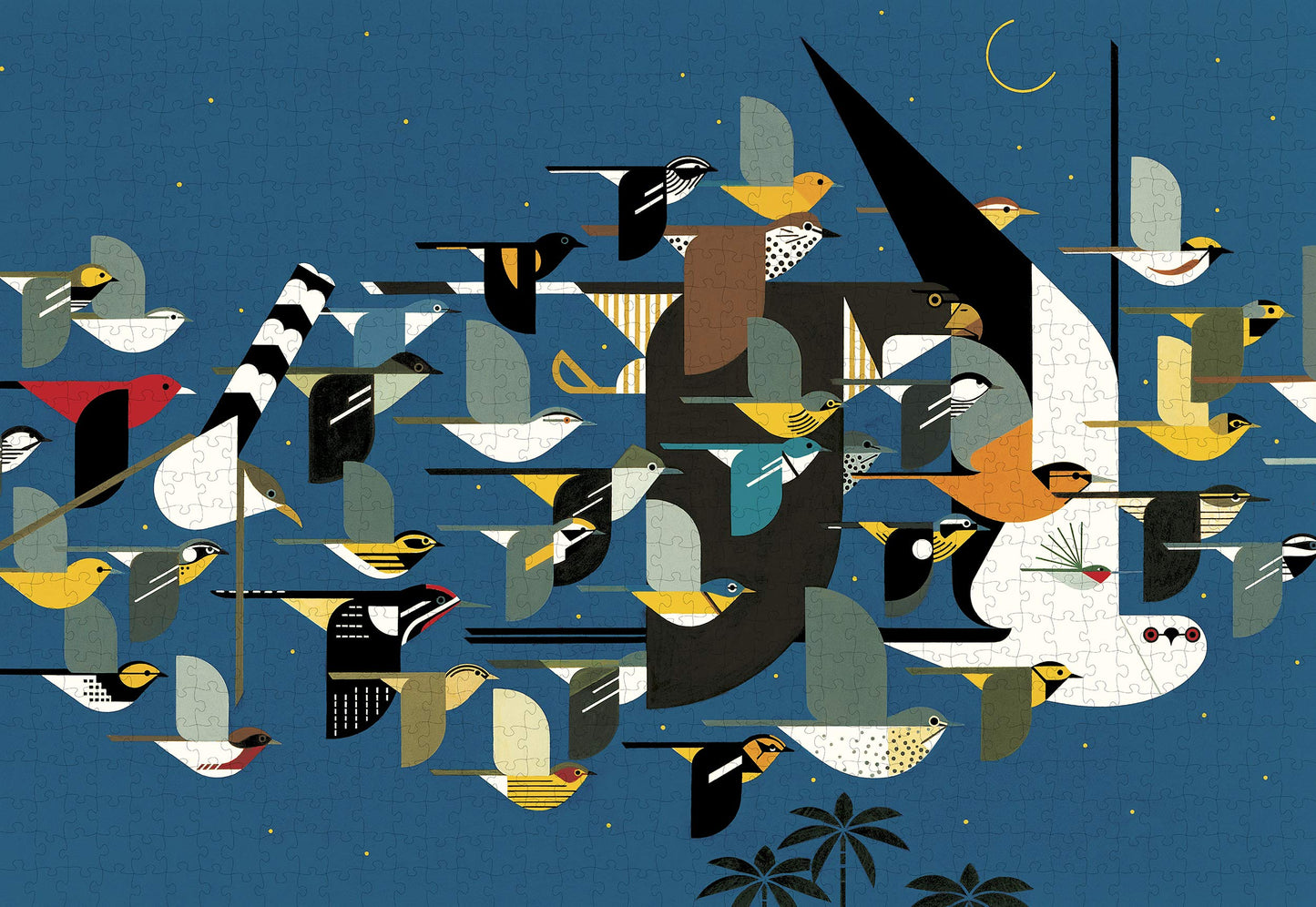 Pomegranate 1000-Piece Puzzle, Charley Harper, Migratory Birds