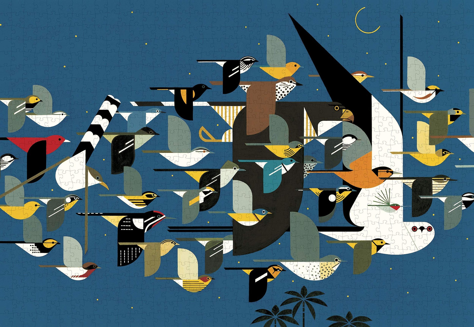 Pomegranate 1000-Piece Puzzle, Charley Harper, Migratory Birds