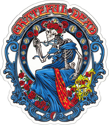Grateful Dead Vintage Mucha Style Bertha in Blue Dress Transparent Die-Cut Sticker/Decal