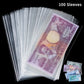 100 PCS Currency Sleeves - Clear Dollar Holder with Storage Box Banknote Protector for Paper Money Bills Stamps Collection Supplies