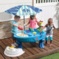Step2 Fiesta Cruise Sand & Water Table with Umbrella, Kids Activity Sensory Playset, Summer Outdoor Toys, 10 Piece Water Toy Accessories, for Toddlers