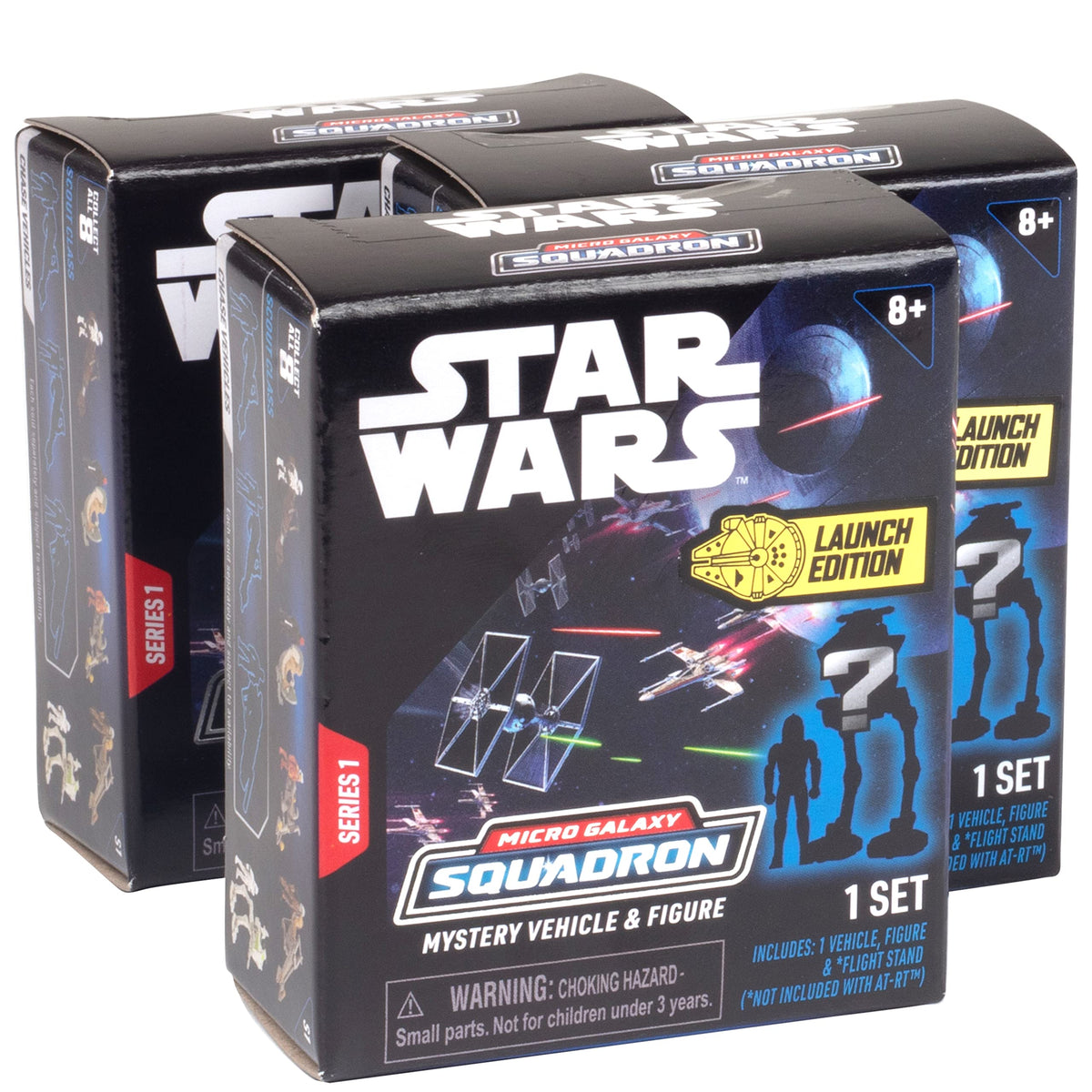 Star Wars Micro Galaxy Squadron Scout Class Blind Box, 3-Pack - Series 1 - Receive 3 of 6 Assorted Collectible 2.5" Vehicles & 1" Figure - Gift for