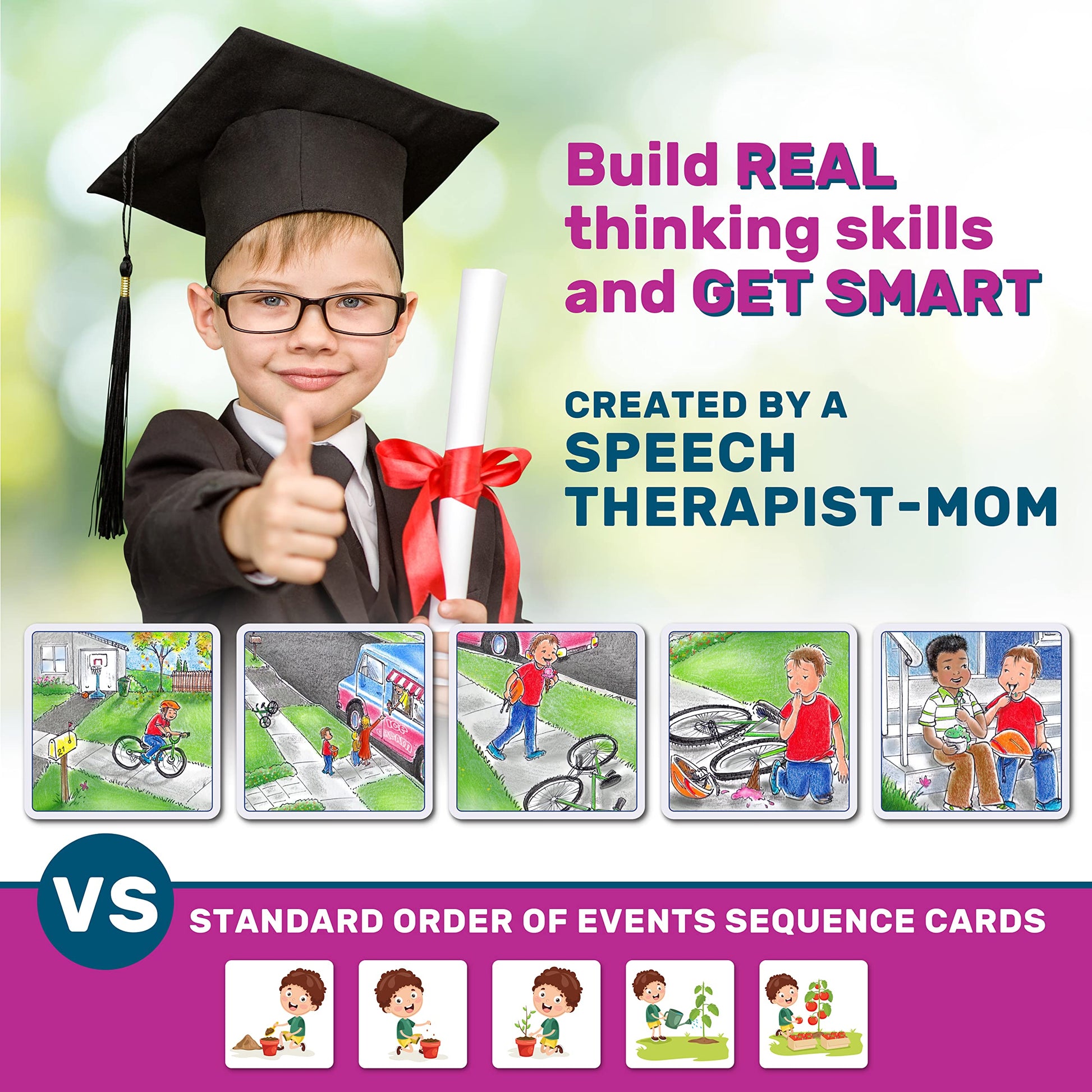 SkillEase Story Cues Skilled Sequencing Cards, Speech Therapy Materials, Social Skills Game, English Language Learners Games, Storytelling Cards