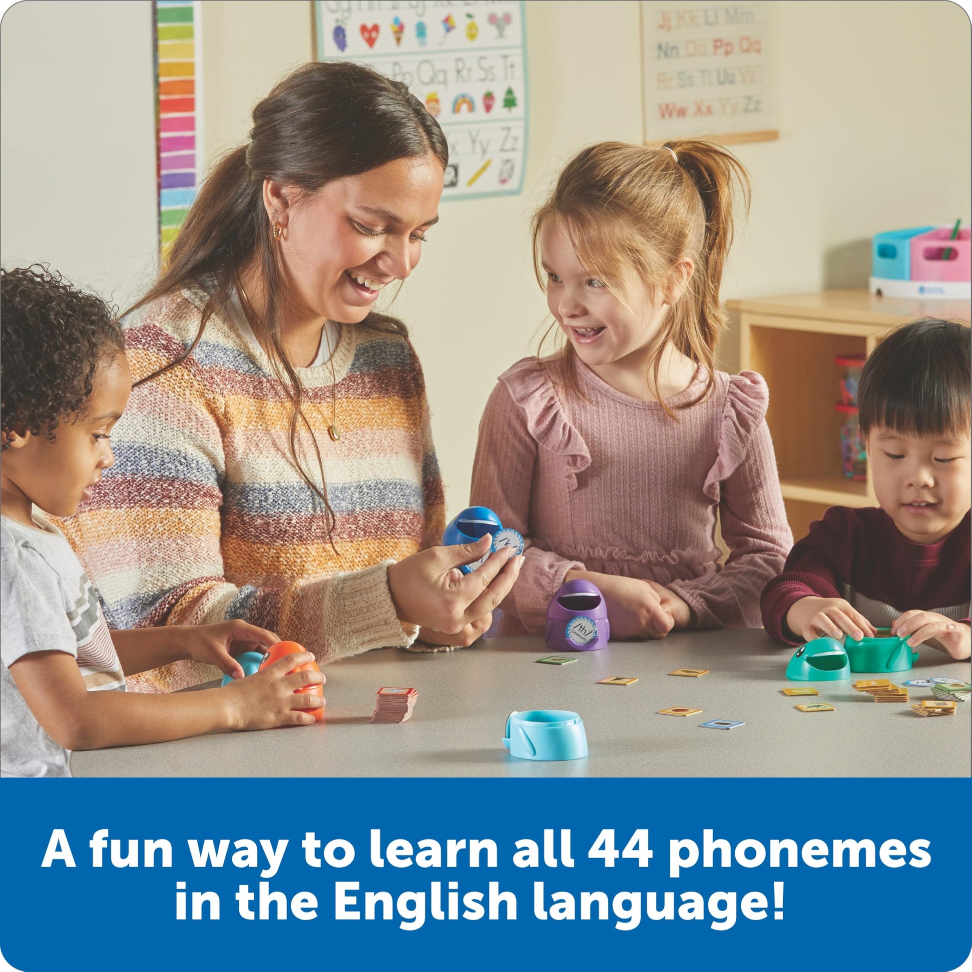 Learning Resources Say-a-Sound Sorting Sharks - Montessori Toys, Kindergarten Learning Activities, Phonemic Awareness Flash Cards, Dyslexia Tools