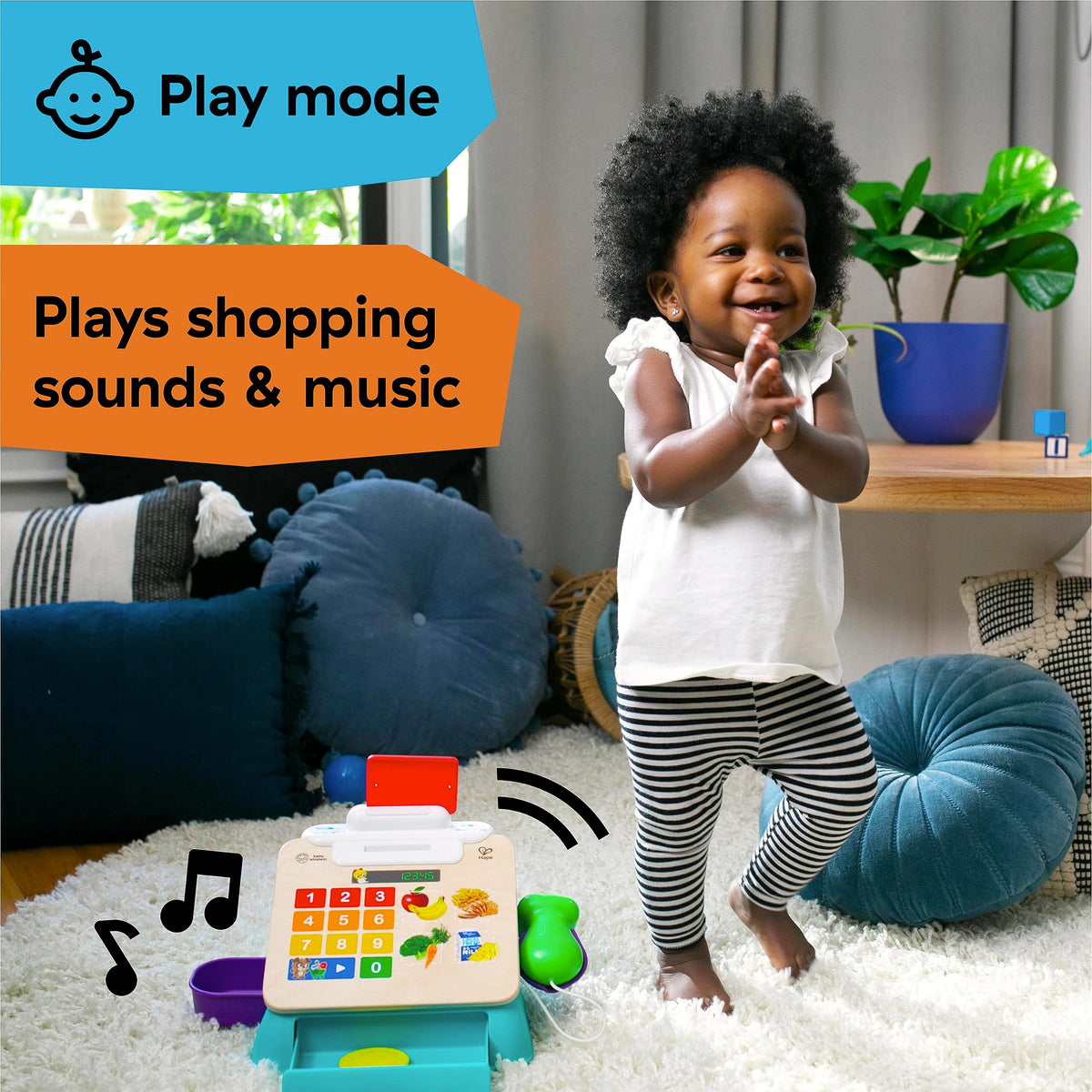 Baby Einstein + Hape Magic Touch Toy Cash Register Pretend to Check Out Toy, Real Sounds and Music, Ages 1, 2, 3, 4+