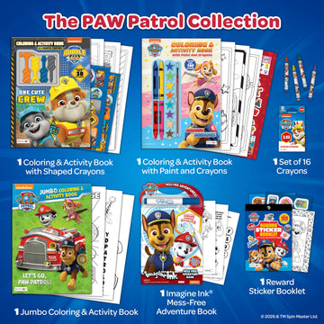 Nickelodeon PAW Patrol, Rubble & Crew Coloring and Activity Book Bundle, 6-Piece Set - Imagine Ink Mess-Free, Watercolor Paint, Sticker Booklet, 16