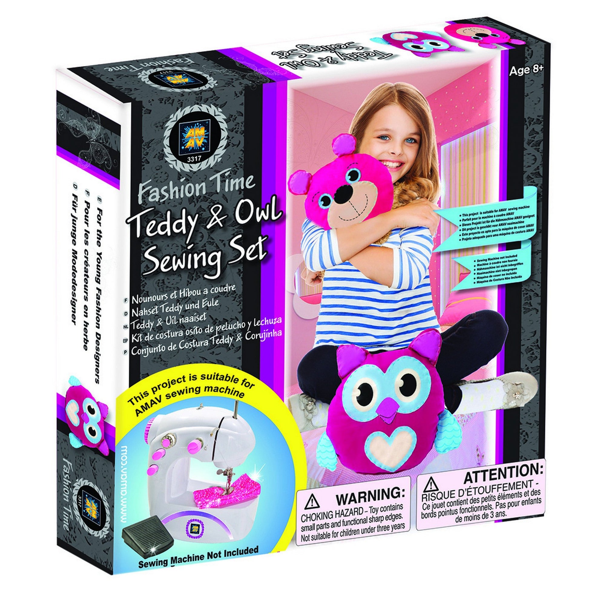 Amav Toys Fashion Time-Teddy & Owl Sewing Set Arts-Crafts