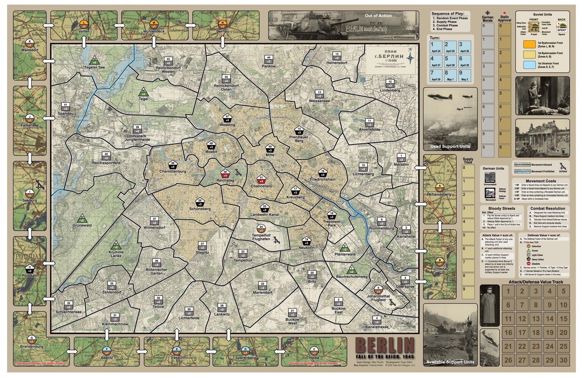Revolution Games Berlin: Fall of The Reich 1945, Solitaire World War II Strategy Board Game, for Adults Ages 18+