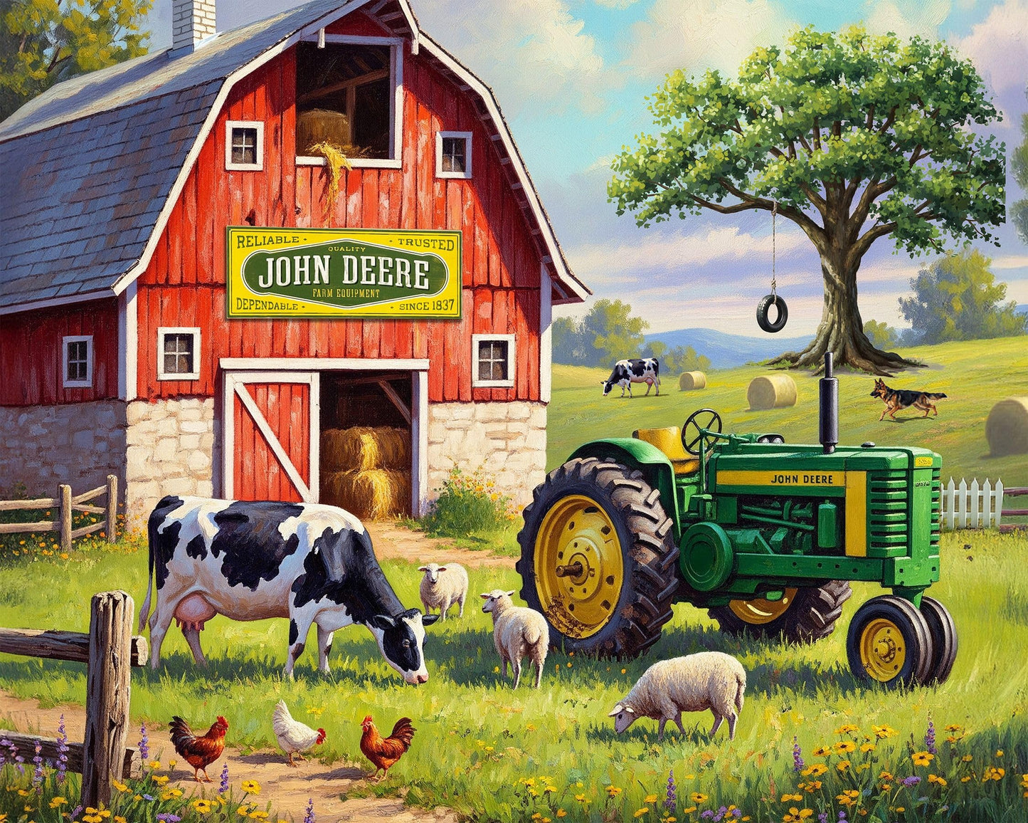 Springbok John Deere Country Morning 500 Piece Jigsaw Puzzle for Adults