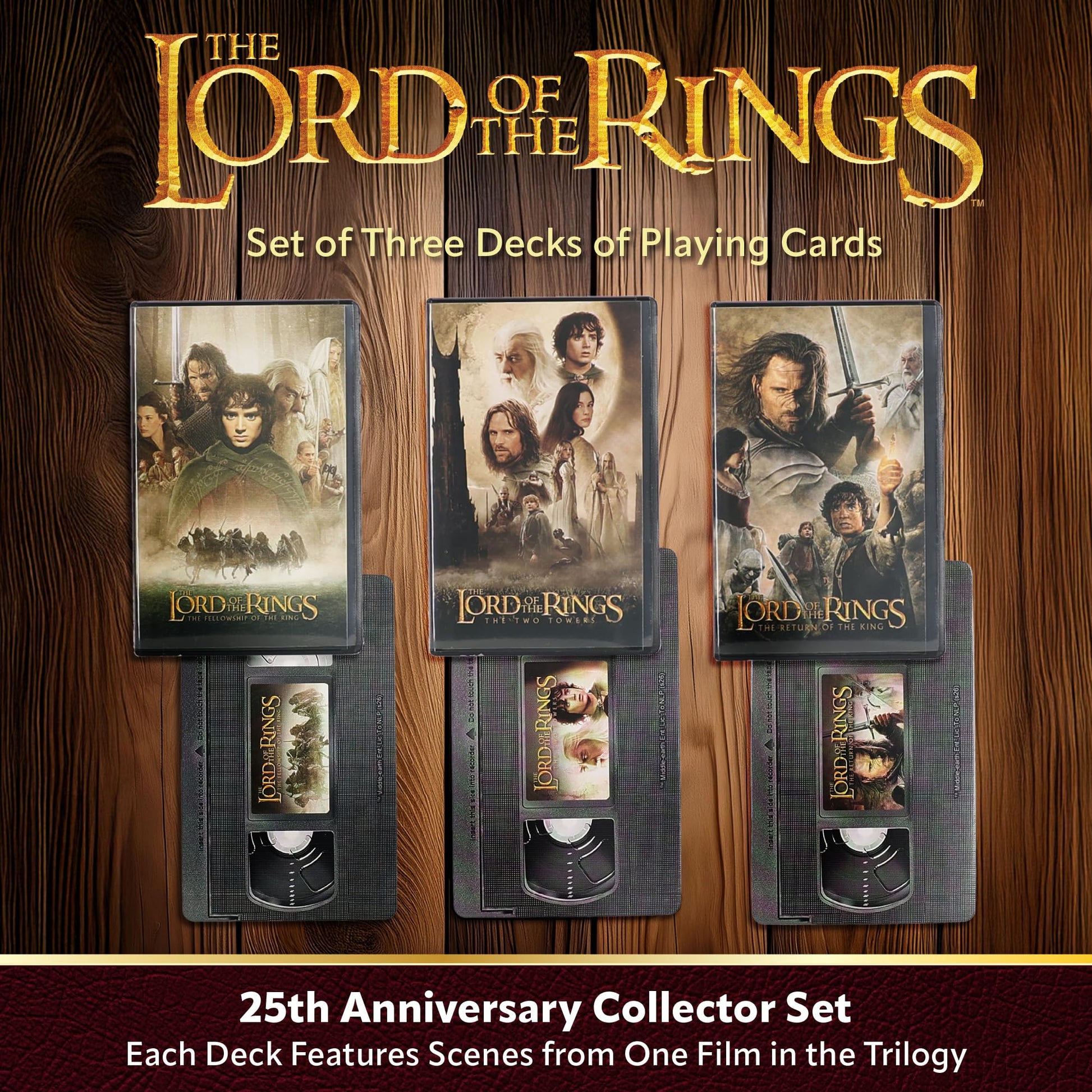 AQUARIUS Lord of the Rings Playing Cards 25th Anniversary Edition Set - 3 Premium Themed Novelty Decks with Unique Movie Designs - Collectible