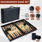 Vovotuzzi 15 Inch Backgammon Set for Adults, Premium Carbon Fiber PU Leather Foldable Backgammon Board Game, Portable Travel Classic Board Game