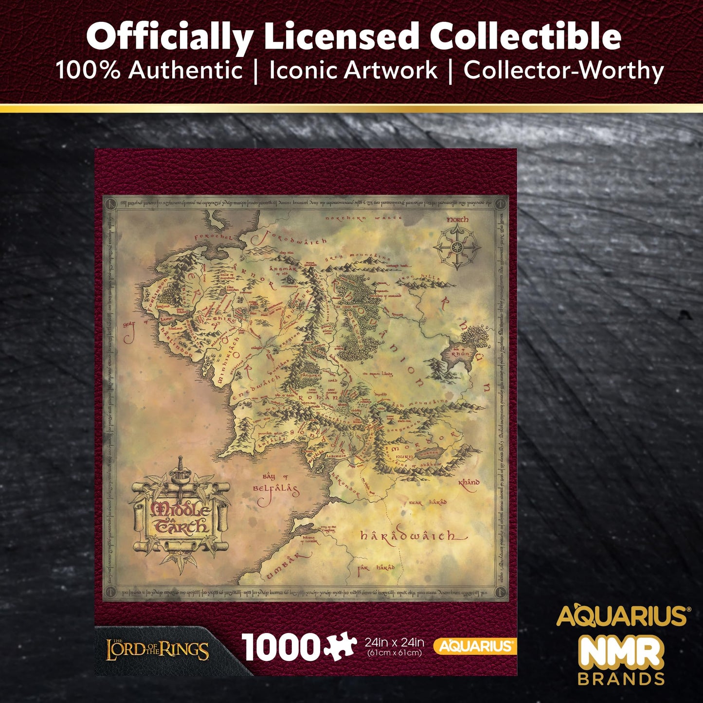 AQUARIUS Lord of the Rings Heat Stamp Gold Foil 1000 Piece Jigsaw Puzzle