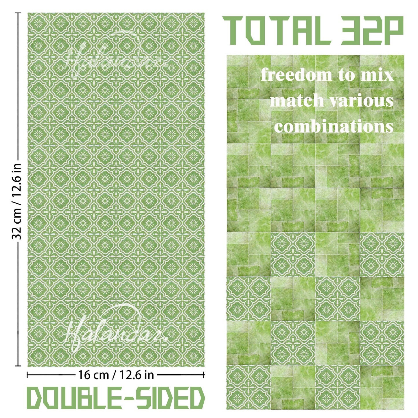 Halandar Dollhouse Flooring Tiles on 1/12 1/6 Scale Miniature Decor Accessories 32pcs Double-Sided