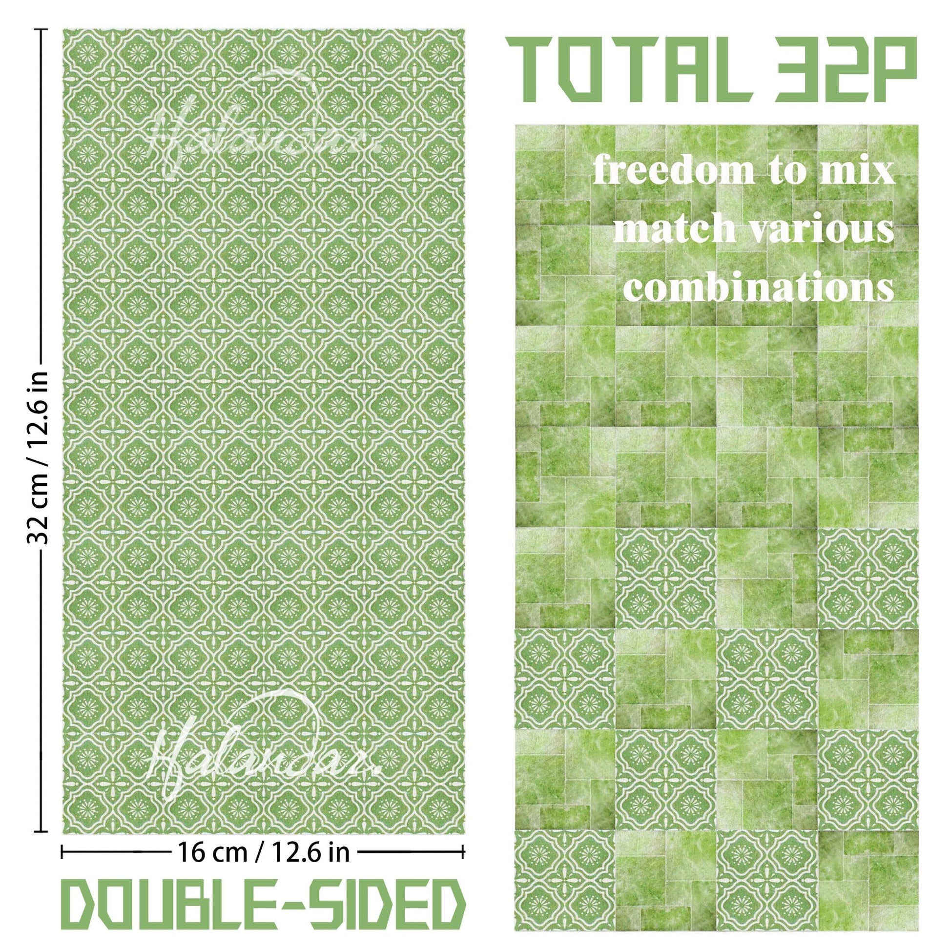 Halandar Dollhouse Flooring Tiles on 1/12 1/6 Scale Miniature Decor Accessories 32pcs Double-Sided