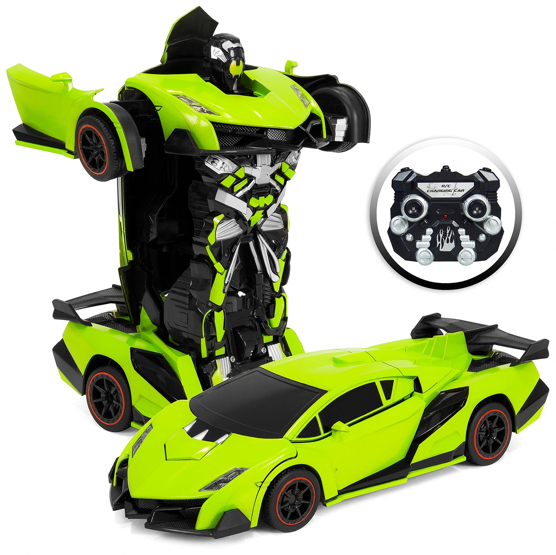Best Choice Products 1:16 Scale Kids Transforming RC Robot Race Car w/ LED Lights, Green