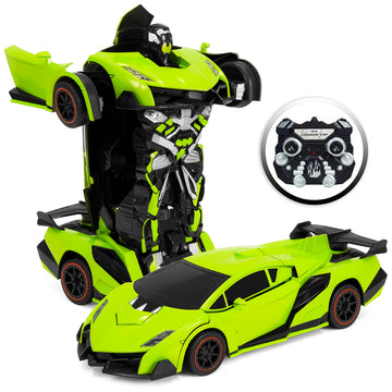 Best Choice Products 1:16 Scale Kids Transforming RC Robot Race Car w/ LED Lights, Green