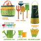 Play22 Kids Gardening Tool Set 12 PCS - Kids Gardening Tools Shovel Rake Fork Trowel Apron Gloves Watering Can and Tote Bag, Toddler Gardening Tools