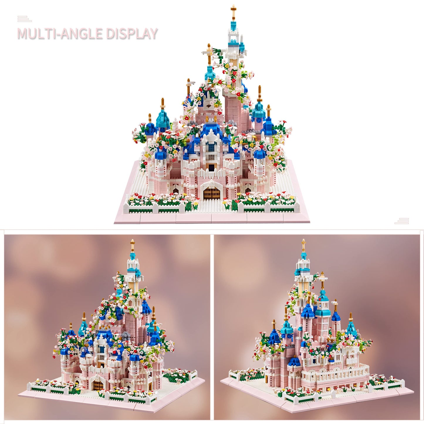 Kadablk Architecture Castle with Flower Series Micro Blocks Building Sets for Adults and Teens, 4000+ PCS Bricks Building Blocks - Upgrade Version