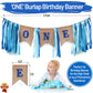 Baby Boy 1st Birthday Decorations With Birthday Crown - First Birthday Boy Decorations - Cake Smash Party Supplies - Happy Birthday and HighChair One