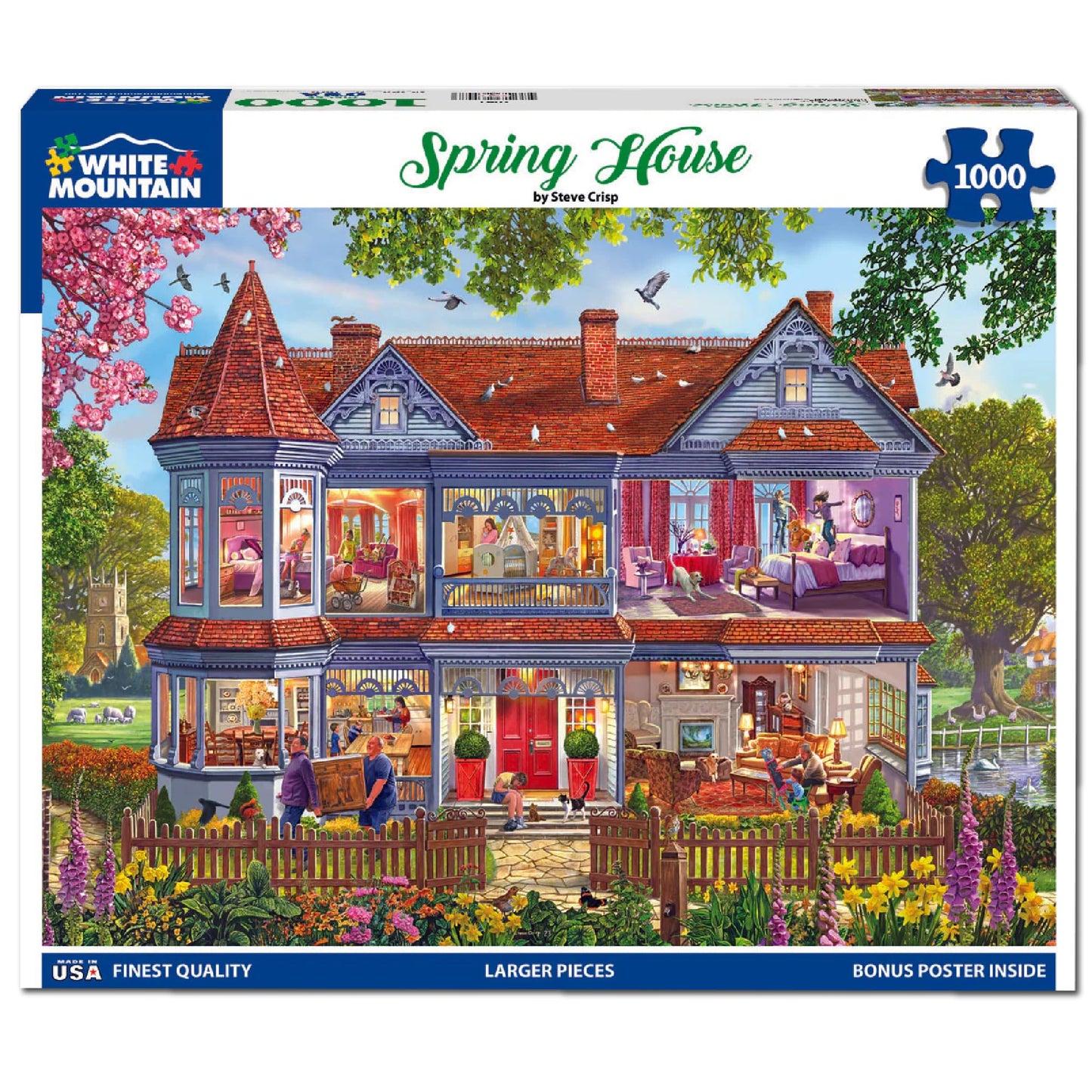 White Mountain 1000 Piece Jigsaw Puzzle Fun Colorful, Spring House
