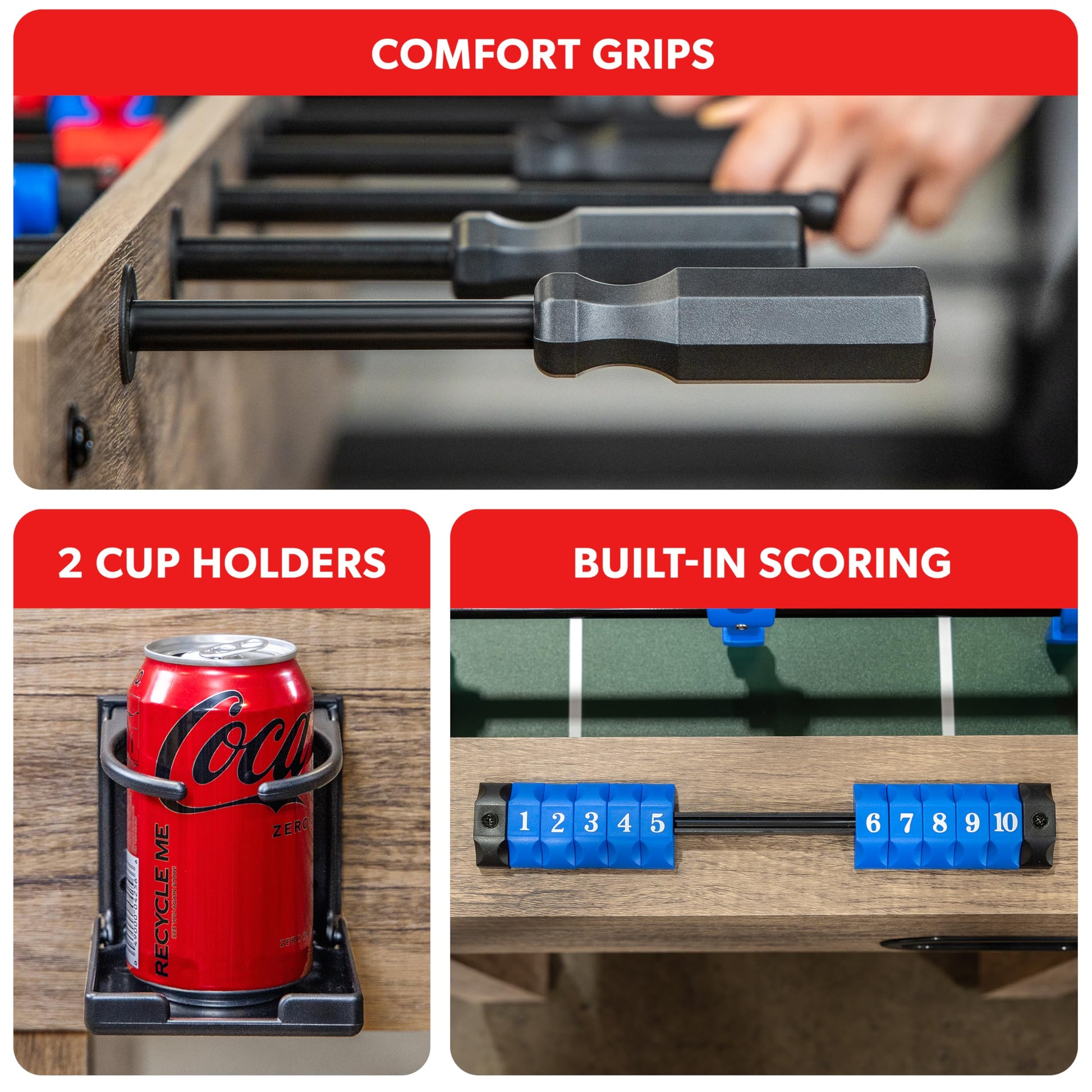 GoSports 48 Inch Game Room Size Foosball Table - Includes 4 Balls and 2 Cup Holders - Black, Oak, or White