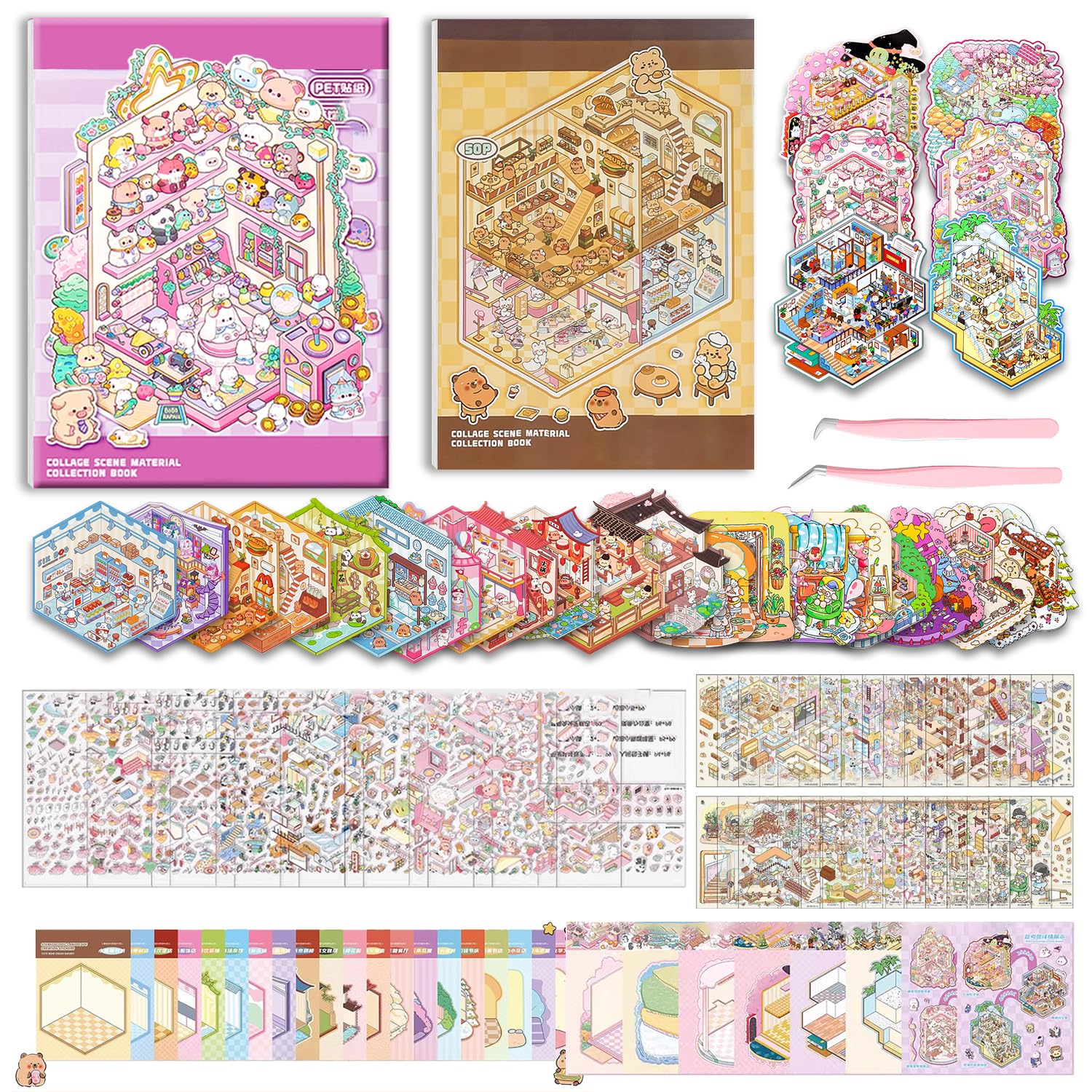 WEINSYT 3D Sticker Scene Book 2-Pack