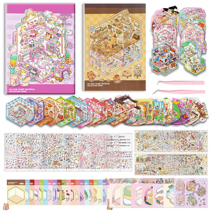 WEINSYT 3D Sticker Scene Book 2-Pack