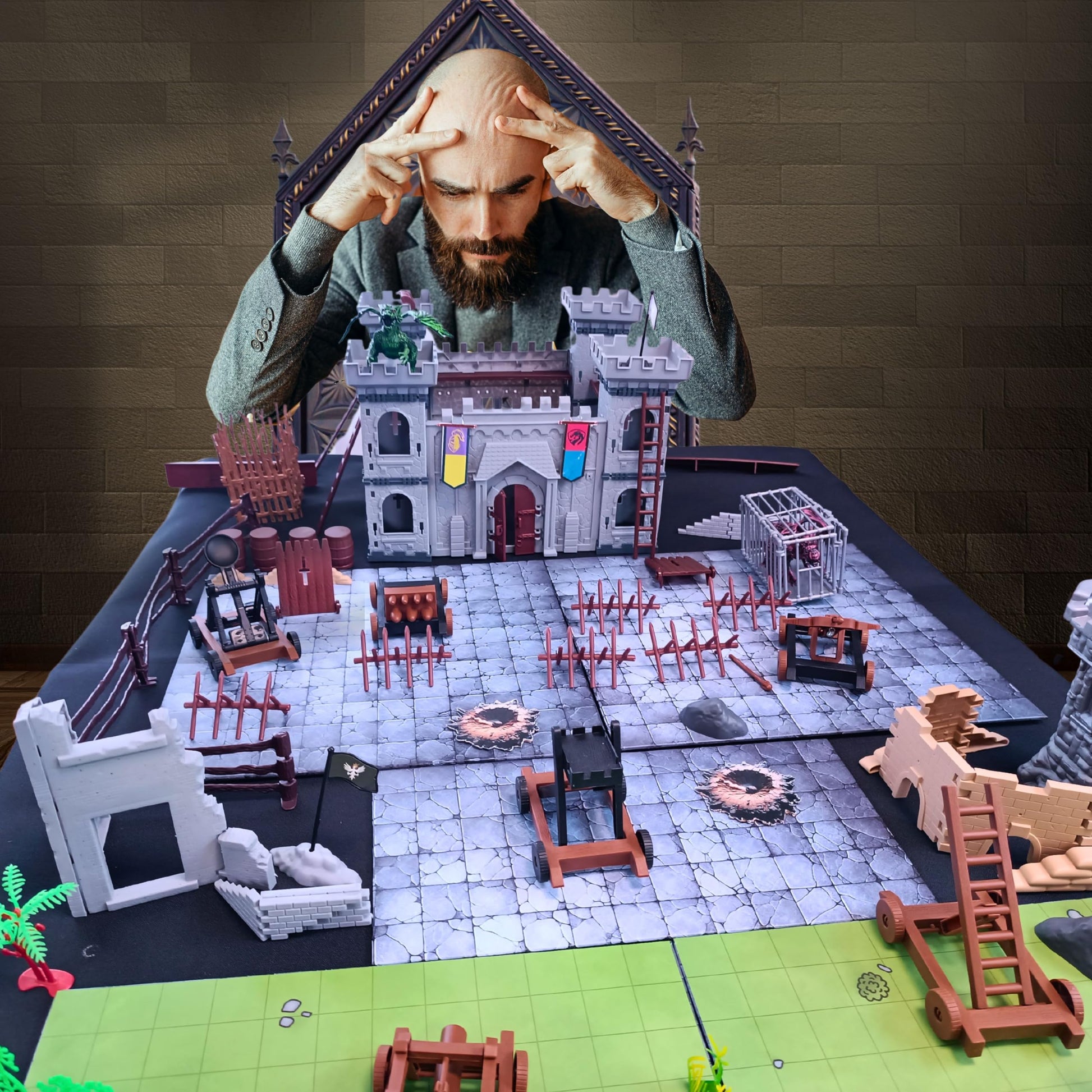 Dungeons & Dragons Castle Set | 240+ Pieces, Dragons, Double-Sided Battle Map | Modular DND Terrain, Miniatures Set for Dungeon Masters Pathfinder DND