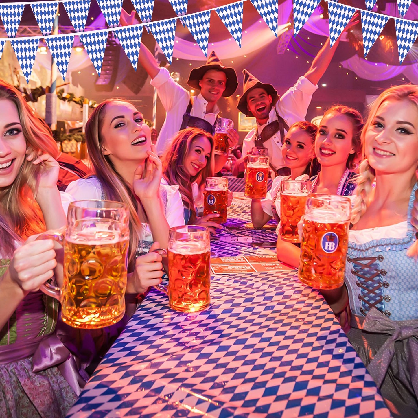 Alpurple 197 Feet Oktoberfest Bavarian Flag - 6 Packs Pennant Banner for German Themed Party Decorations