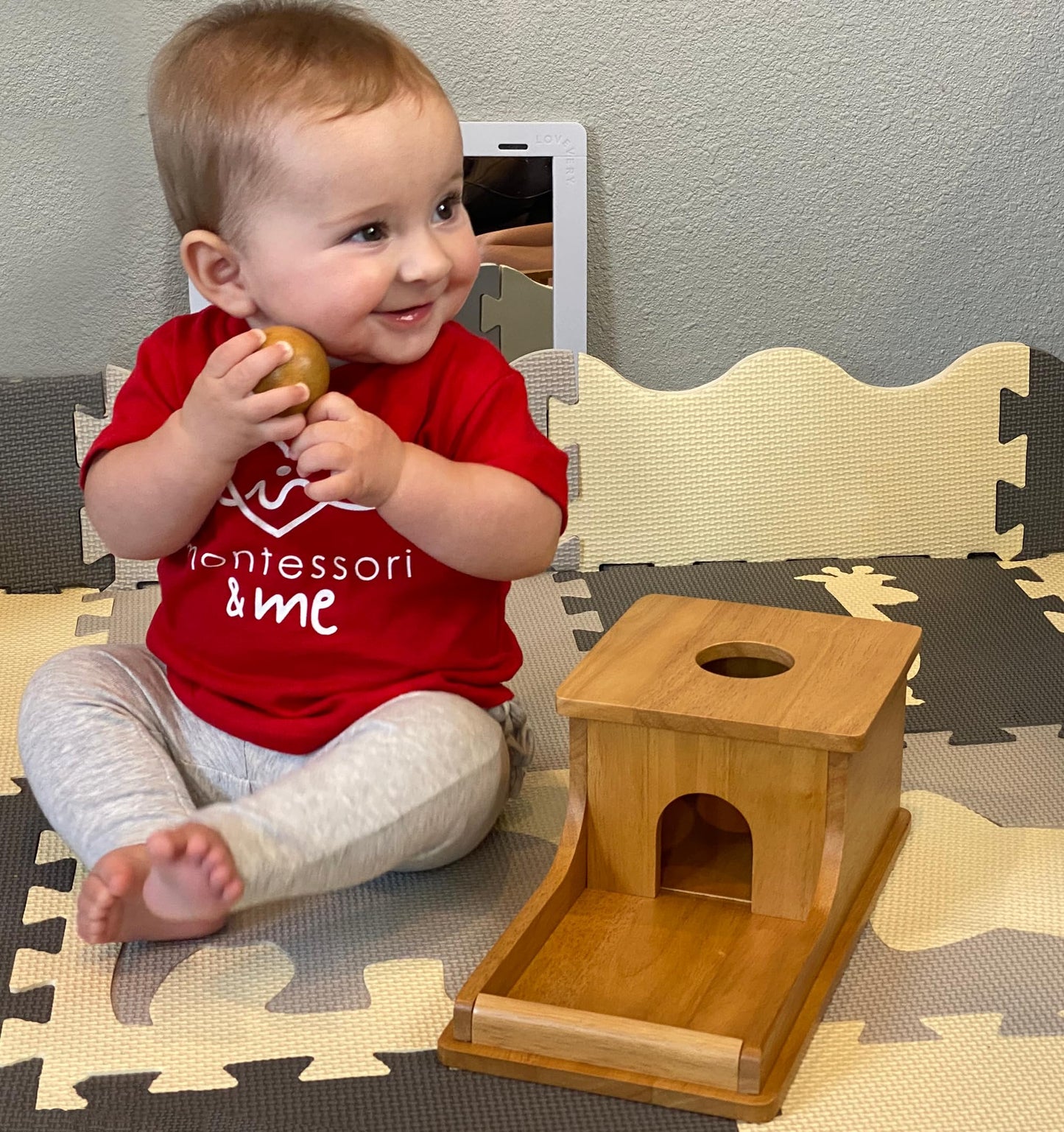 Montessori Object Permanence Box - Wooden Ball Drop Toy for Babies - Develops Spatial Awareness & Cognitive Skills - Engaging and Educational Roll