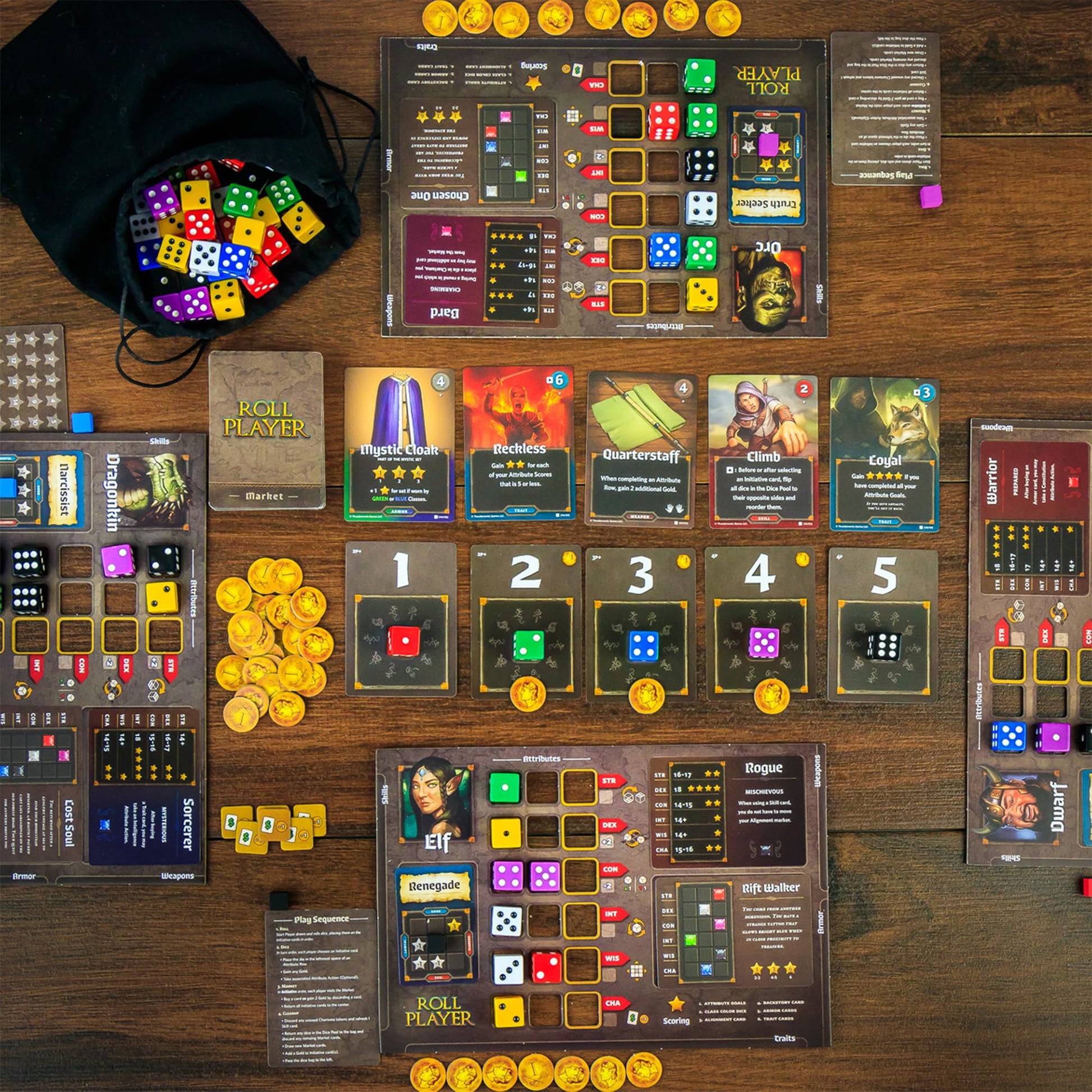 Roll Player Board Game | Dice Game of Fantasy Character Creation | Competitive Strategy Drafting & Dice Placement | Adults & Family Game | 60-90