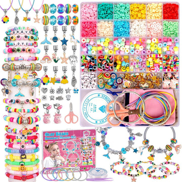 Krevix Toys Bracelet Making Kit for Girls, 3500pcs Beads for Charm Jewelry Making Kit Supplies, Unicorn/Mermaid Crafts for Girls Arts and Crafts
