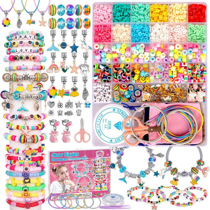 Krevix Toys Bracelet Making Kit for Girls, 3500pcs Beads for Charm Jewelry Making Kit Supplies, Unicorn/Mermaid Crafts for Girls Arts and Crafts
