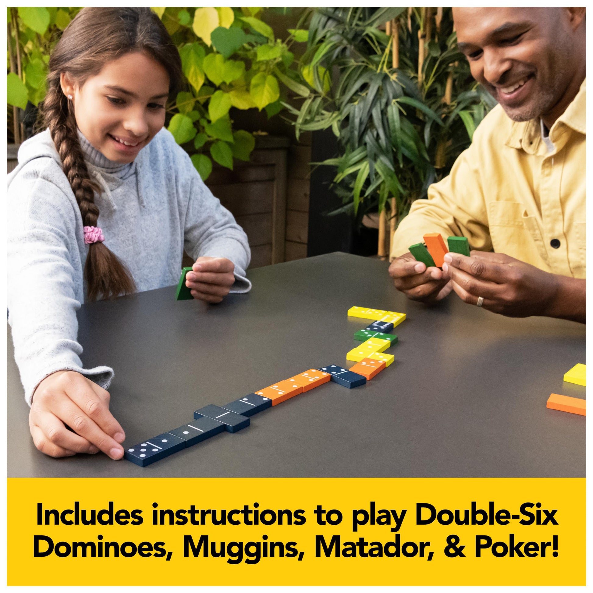 Mindful Classics, Double-Six Wood Dominoes Set Sustainable Classic Games with Wood Storage Case, for Adults and Kids Ages 8 and up