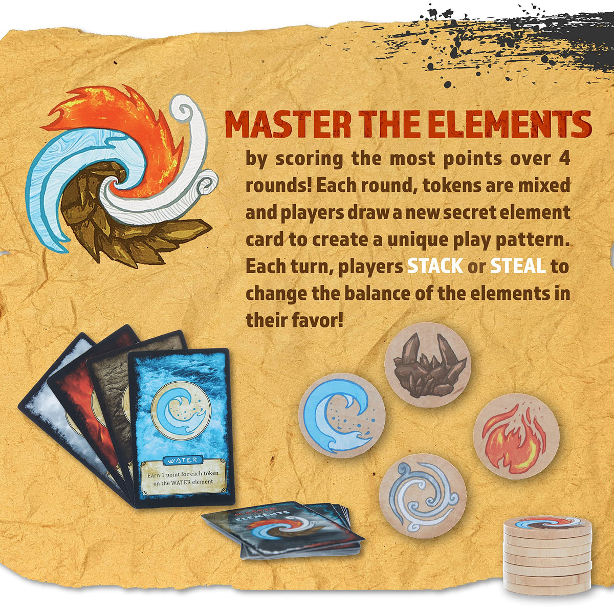 Master The Elements Novelty Board Game of Strategy and Chance