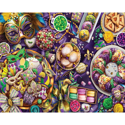 White Mountain 1000 Piece Jigsaw Puzzle Colorful Party Food, Mardi Gras
