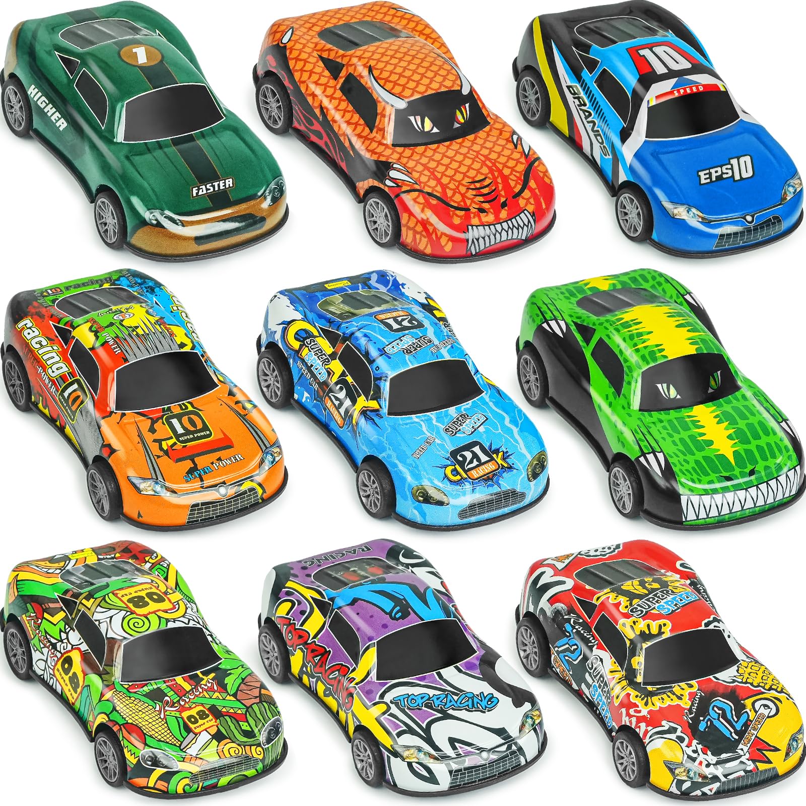 4.2" Toy Cars Metal Race Cars Vehicles 9 Pack, Pull Back Cars Toys for Boys, Girls, Toddlers, Kids 2,3,4,5,6,7 Years Old, Party Favors, Teacher Reward