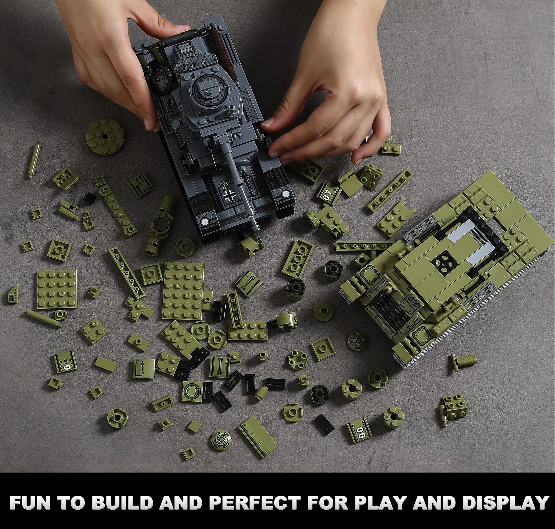 WW2 Army Tank Toys Building Sets Compatible with Lego, Create a Soviet T-34 & German Panzer 38(t) Tank, Great Military Model Toy Gift for Boys, Kids