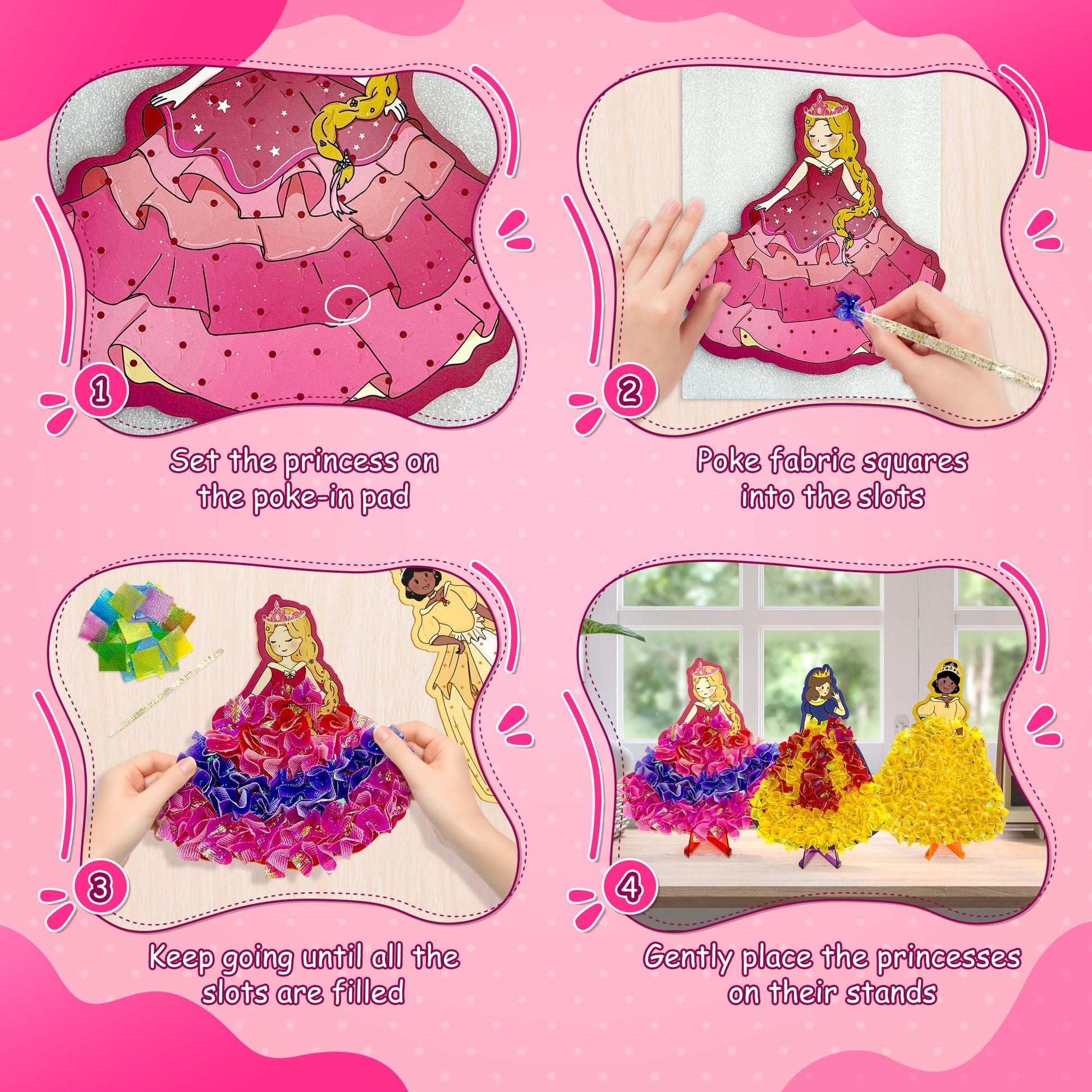 ZUNIRA Poke Art Kits Dream Princess Mess-Free DIY Crafts for Kids Ages 3+