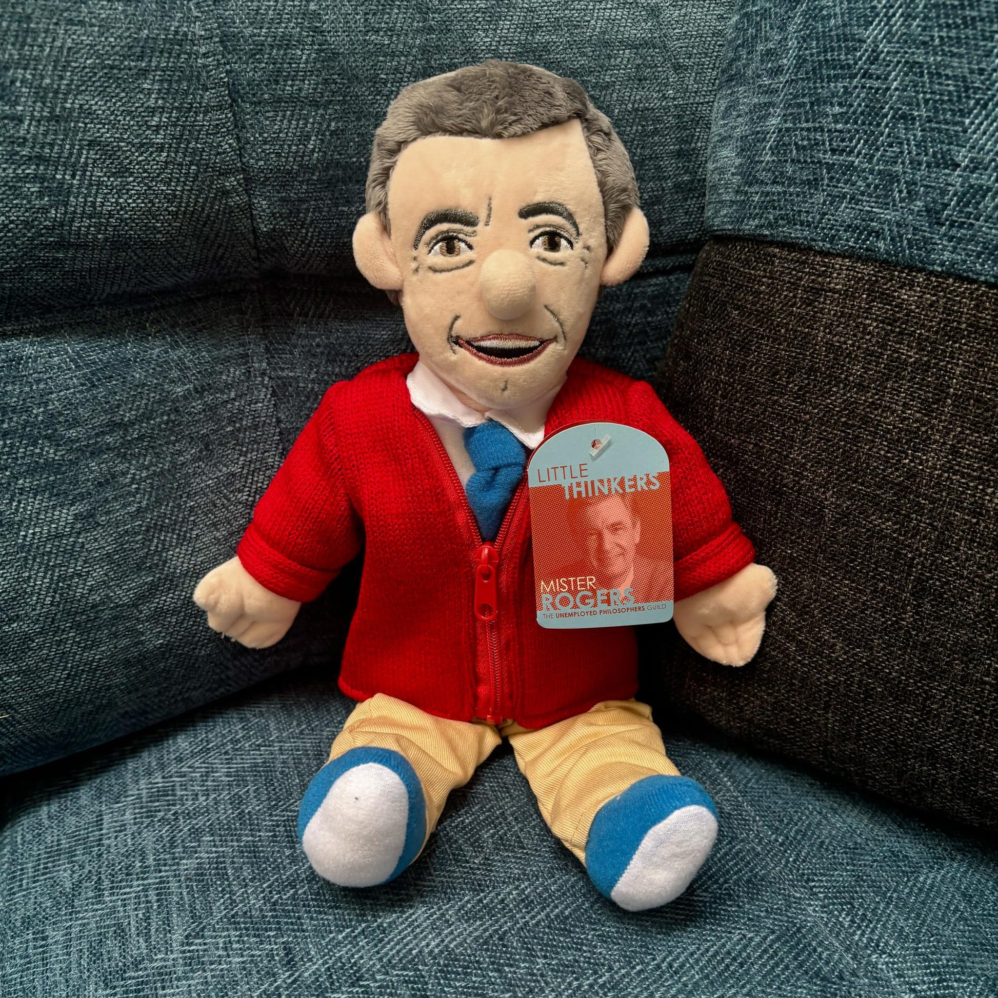 The Unemployed Philosophers Guild Mister Rogers Doll - 12" Soft Stuffed Plush Little Thinker, Officially Licensed