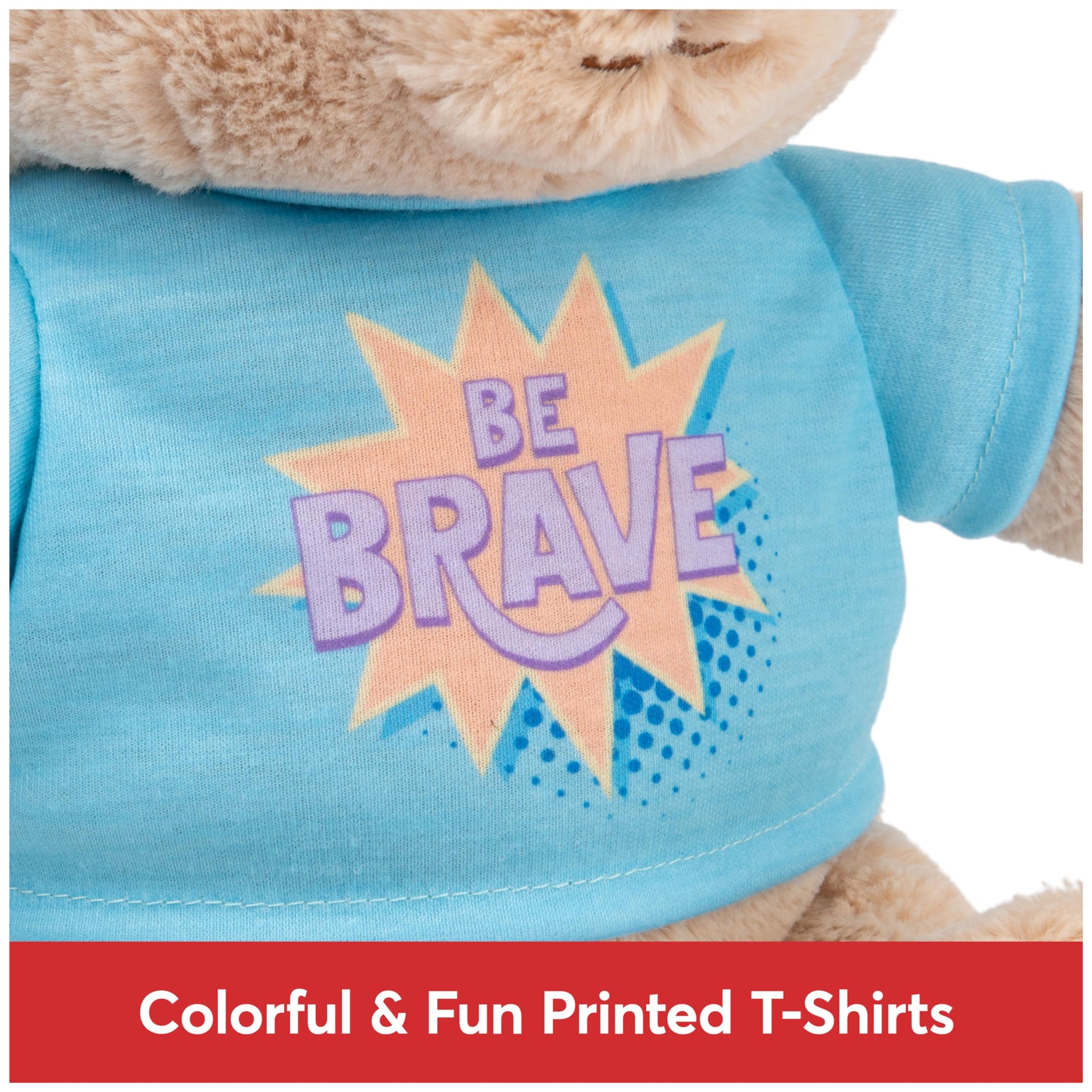 GUND Sustainably Soft “Be Brave” 12-Inch Bear with Blue T-Shirt, Ages 0+